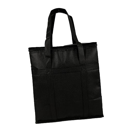 Fenteer Insulated Take Away Bags Thermal Insulation Food Bag Durable Cooling Bag Shopping Bag for BBQ Restaurant Cold or Warm Food Fresh Seafood Coffee, Black