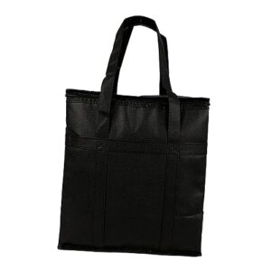 Fenteer Insulated Take Away Bags Thermal Insulation Food Bag Durable Cooling Bag Shopping Bag for BBQ Restaurant Cold or Warm Food Fresh Seafood Coffee, Black