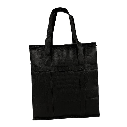 Fenteer Insulated Take Away Bags Thermal Insulation Food Bag Durable Cooling Bag Shopping Bag for BBQ Restaurant Cold or Warm Food Fresh Seafood Coffee, Black