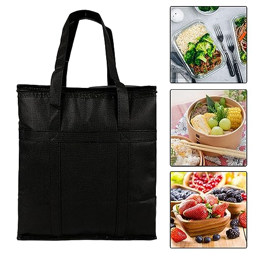 Fenteer Insulated Take Away Bags Thermal Insulation Food Bag Durable Cooling Bag Shopping Bag for BBQ Restaurant Cold or Warm Food Fresh Seafood Coffee, Black