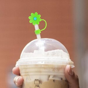 5 PCS Silicone Straw Covers Cap Compatible with Stanley 30&40 Oz Cup, 10mm Cute Flower Straw Toppers for Tumblers, Dust-Proof Drinking Straw Caps for Reusable Straws Tips Lids