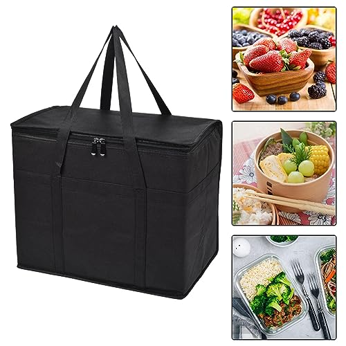 Bothyi Insulated Grocery Bags Shopping Bag Food Container Portable Reusable Thermal Insulation Food Bag for BBQ Beach Retail Store Coffee Milky Tea, Black