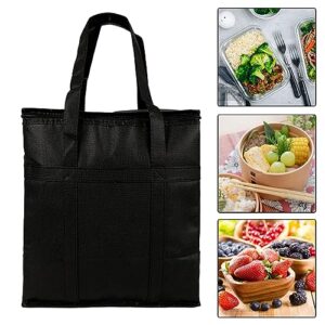 Bothyi Insulated Grocery Bags Shopping Bag Food Container Portable Reusable Thermal Insulation Food Bag for BBQ Beach Retail Store Coffee Milky Tea, Black