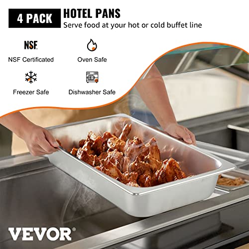 VEVOR Insulated Food Pan Carrier, 109 Qt Hot Box, Black & Mophorn 4 Pack Hotel Pan 3.7" Deep Steam Table Pan