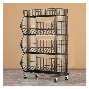 freestanding supermarket snacks shelf, 4 tier metal drinks/small food/toys display rack with wheels, for convenience store/checkout counter/pharmacy, space saving (color : 4 layer black, size : 60x4