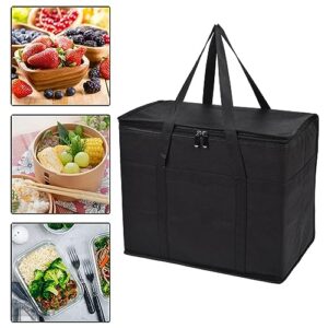 ＫＬＫＣＭＳ Insulated Grocery Bags Thermal Food Carrier Portable Large Capacity Handbag Reusable Bags Insulated Bags for Hiking Fresh Seafood, Black With Bottom