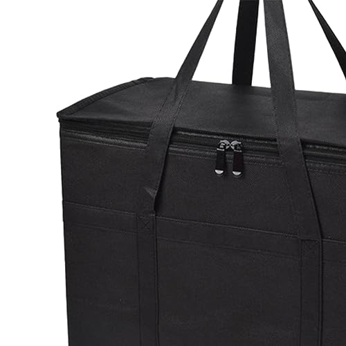 ＫＬＫＣＭＳ Insulated Grocery Bags Thermal Food Carrier Portable Large Capacity Handbag Reusable Bags Insulated Bags for Hiking Fresh Seafood, Black With Bottom