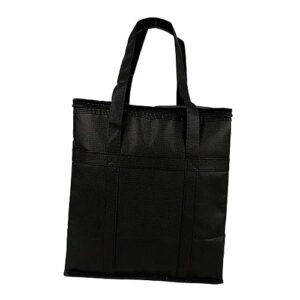 insulated take away bags insulated food delivery bag large capacity thermal food carrier for picnic restaurant fresh seafood cold or warm food, black