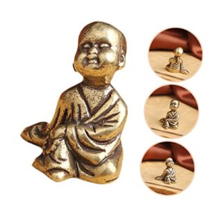 VILLCASE 3pcs Little Monk Ornaments Brass Keychain Brass Decor Keychain for Keys Feng Shui Mens Necklace Pendant Buddha Tea Pet Buddha Pendant Brass Hanging Pendants Brass Hanging Decor Car