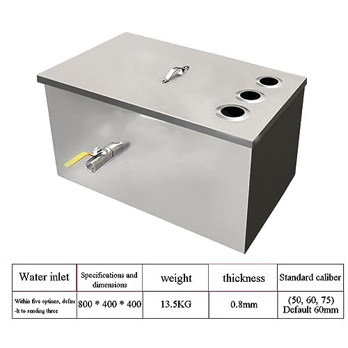 HTRY Commercial Grease Trap, 304 Stainless Steel Water Oil Separator, Oil and Wastewater Treatment Tank Sink, Suitable for Kitchens, Restaurants, and Canteens(Size:Three80 * 40 * 40cm)