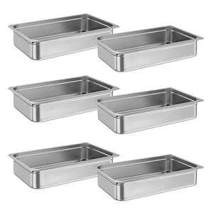 full size steam table pans, 6pcs 4 inch deep food steam table pan stainless steel hotel pan for food warmer party restaurant catering supplies