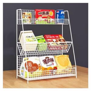 cashier desktop snack rack, 2 3 4 layer drinks small food toys spice display stand for supermarket/kitchen/pharmacy, commercial/home metal iron fruit basket (color : 3 layer white, size : 30x18x45cm