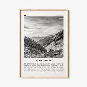 Mount Baker Print Black and White, Mount Baker Wall Art, Mount Baker Poster, Mount Baker Photo, Mount Baker Map, Mount Baker Wall Decor, USA