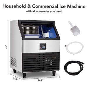 Towallmark Commercial Ice Maker, Creates 440LBS in 24H, Commercial Ice Machine with 88 LBS Ice Storage Capacity, Ice Maker Machine with Auto Self-Cleaning, Each Tray Can Make 144 Pieces of Ice.