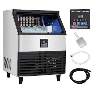towallmark commercial ice maker, creates 440lbs in 24h, commercial ice machine with 88 lbs ice storage capacity, ice maker machine with auto self-cleaning, each tray can make 144 pieces of ice.