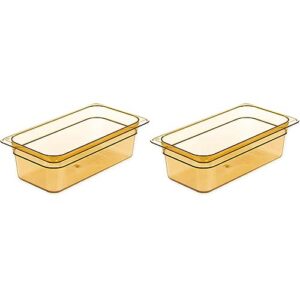 carlisle foodservice products 3086113 storplus high heat food pan, 4" deep, third size, amber (pack of 2)