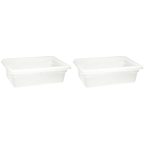 Rubbermaid Commercial Products (FG350900WHT) Food Storage Box/Tote for Restaurant/Kitchen/Cafeteria, 3.5 Gallon, White (Pack of 2)