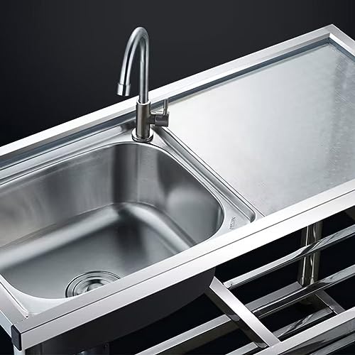 JINGTAO Kitchen Sinks Commercial Catering Sinks, 304 Stainless Steel Stand Sinks, Floor-Standing Removable Sinks, Garden Sinks, with Stand and Faucet