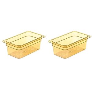 carlisle foodservice products 3088113 storplus high heat food pan, 4" deep, quarter size, amber (pack of 2)