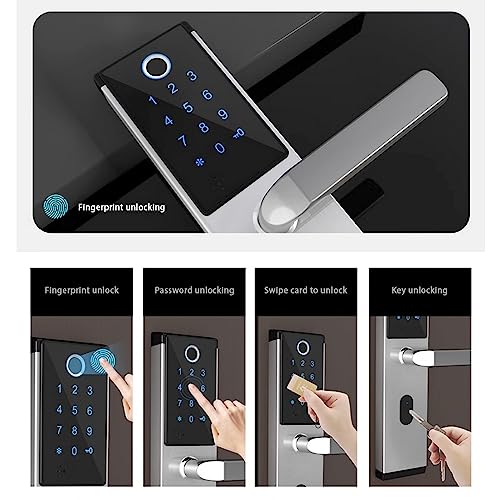 RFID Card Apartment Anti-Theft Fingerprint Password Induction Lock+Card (Left Pull, Silver)