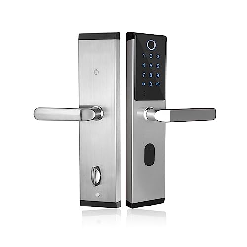 RFID Card Apartment Anti-Theft Fingerprint Password Induction Lock+Card (Left Pull, Silver)