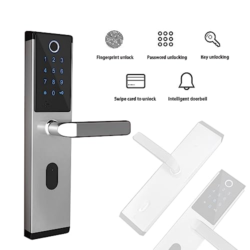 RFID Card Apartment Anti-Theft Fingerprint Password Induction Lock+Card (Left Pull, Silver)