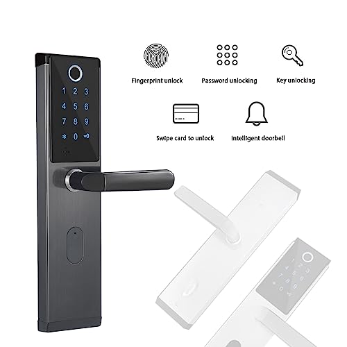 RFID Card Apartment Anti-Theft Fingerprint Password Induction Lock+Card (Left Pull, Silver)