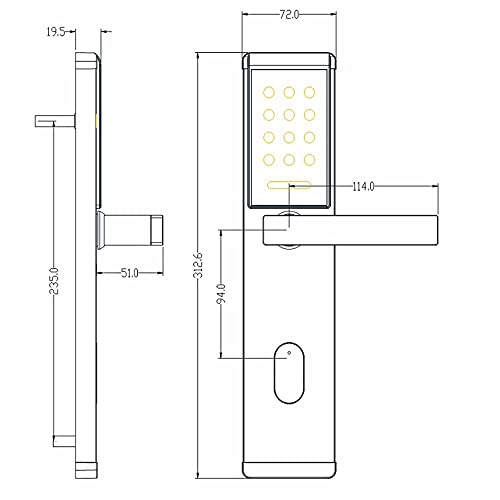 DHTDVD RFID Electronic Door Lock Smart keyless Door Lock for Home Hotel Apartment (Size : Right Outside)