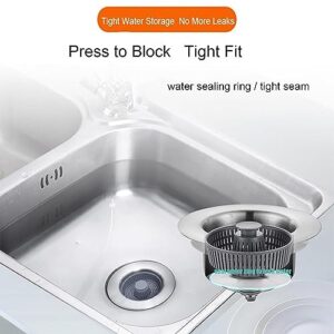 3-in-1 Stainless Steel Sink Aid, Press Type Sink Seal Filter, Stainless Steel Sink Aid, Kitchen Sink Drain Strainer (1PCS)