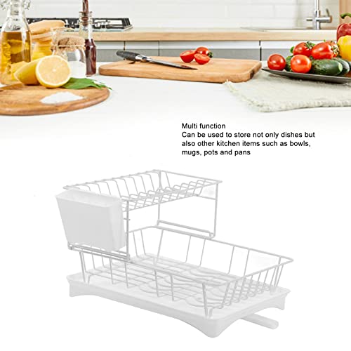 2 Tier Dish Drying Rack Dish Rack for Kitchen Counter Multifunctional Dish Drainer with Utensil Holder for Dishes, Knives, Spoons, and Forks Organizer Shelf