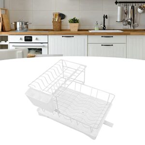 2 Tier Dish Drying Rack Dish Rack for Kitchen Counter Multifunctional Dish Drainer with Utensil Holder for Dishes, Knives, Spoons, and Forks Organizer Shelf