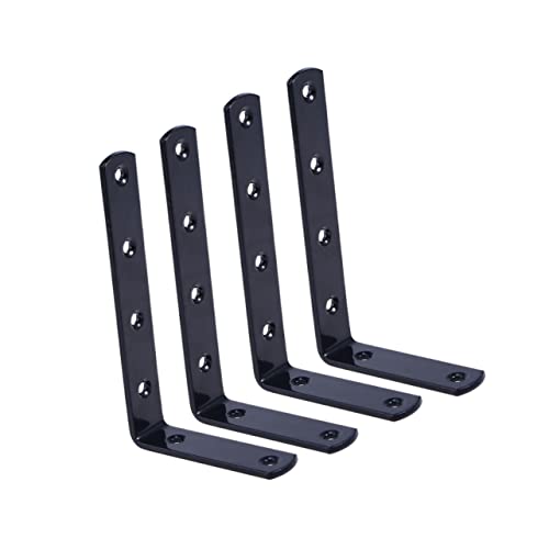 Angoily 8pcs Flat Corner Brace Heavy Duty Shelf Bracket Corner Brace Bracket L Brackets Heavy Duty Hanging Shelves for Wall Stainless Steel Shelf Wall Mounted Wall Hanging Brace Shelf Fold