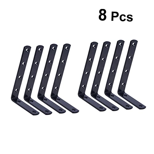 Angoily 8pcs Flat Corner Brace Heavy Duty Shelf Bracket Corner Brace Bracket L Brackets Heavy Duty Hanging Shelves for Wall Stainless Steel Shelf Wall Mounted Wall Hanging Brace Shelf Fold