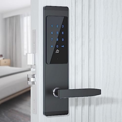 RFID Card Apartment Anti-Theft Swiping Ppassword Induction Electronic Lock+Card (Left Pull, Black+APP)