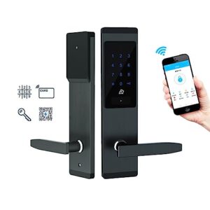 RFID Card Apartment Anti-Theft Swiping Ppassword Induction Electronic Lock+Card (Left Pull, Black+APP)