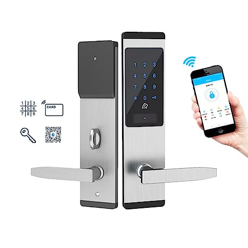 RFID Card Apartment Anti-Theft Swiping Ppassword Induction Electronic Lock+Card (Left Pull, Black+APP)