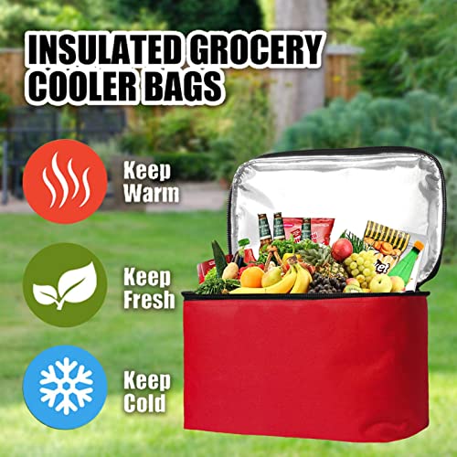 Ranley Thermal Food Bag | Insulated Grocery Bags with Zippered Top | Reusable Catering Supplies for Camping, Hot and Cool Food, Drinks, Beverage, Fruit, Vegetable