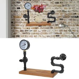 Airshi Wall Hanging Storage Rack, Malleable Steel Carbonized Wood Firm Industrial Style Wrought Iron Wall Shelf for Bathroom