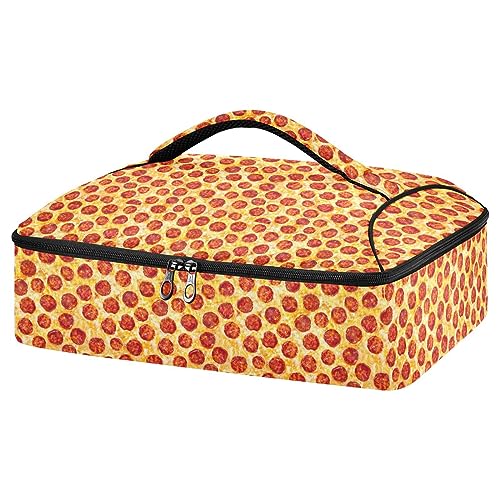 Kigai Italian Sausage Pizza Double Insulated Casserole Carrier For Hot or Cold Food, Expandable Hot Food Carrier Bag, Insulated Food Bag for Parties, Beach, Picnic, Camping