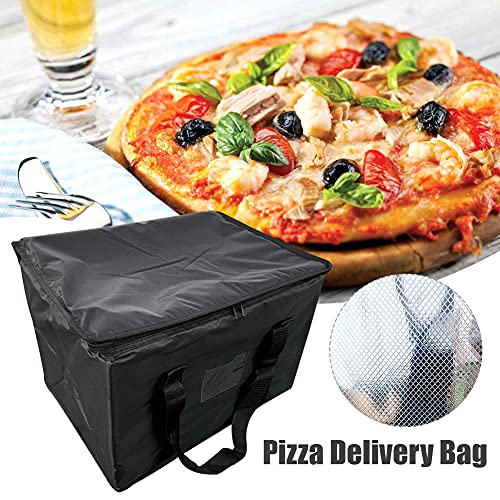 Food Delivery Bag, Oxford Cloth Pizza Delivery Bag, with Handle, Insulated Grocery Bags, Large Pizza Delivery Bag, Cooler Bag, for Takeaways, Camping & Beach(Black)