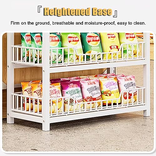 4/5 Layer Supermarket Display Shelf, Drinks/Small Food/Toys Storage Rack Against the Wall, for Pharmacy/Kitchen/Convenience Store, Heavy Duty Steel Frame (Color : White, Size : 4 Layer/60x27x146cm)