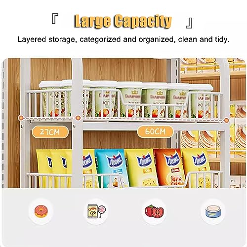 4/5 Layer Supermarket Display Shelf, Drinks/Small Food/Toys Storage Rack Against the Wall, for Pharmacy/Kitchen/Convenience Store, Heavy Duty Steel Frame (Color : White, Size : 4 Layer/60x27x146cm)