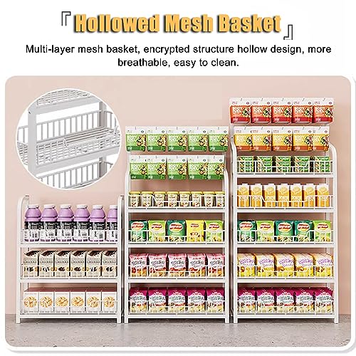 4/5 Layer Supermarket Display Shelf, Drinks/Small Food/Toys Storage Rack Against the Wall, for Pharmacy/Kitchen/Convenience Store, Heavy Duty Steel Frame (Color : White, Size : 4 Layer/60x27x146cm)