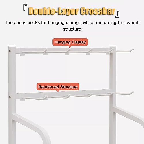 4/5 Layer Supermarket Display Shelf, Drinks/Small Food/Toys Storage Rack Against the Wall, for Pharmacy/Kitchen/Convenience Store, Heavy Duty Steel Frame (Color : White, Size : 4 Layer/60x27x146cm)