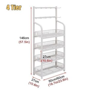 4/5 Layer Supermarket Display Shelf, Drinks/Small Food/Toys Storage Rack Against the Wall, for Pharmacy/Kitchen/Convenience Store, Heavy Duty Steel Frame (Color : White, Size : 4 Layer/60x27x146cm)