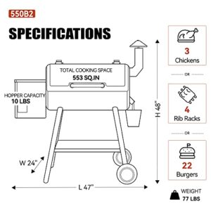 Z GRILLS Wood Pellet Smoker with Upgraded PID Controller, 8 in 1 BBQ Grill, 553 sq in Cooking Area & Camp Chef Competition Blend BBQ Pellets, Hardwood Pellets for Grill, Smoke, Bake, Roast