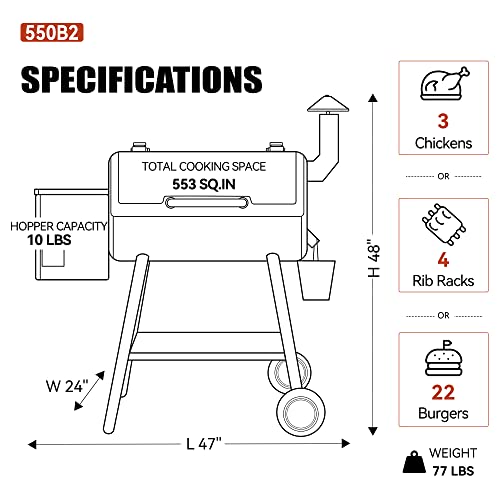 Z GRILLS Wood Pellet Smoker with Upgraded PID Controller, 8 in 1 BBQ Grill, 553 sq in Cooking Area & Camp Chef Competition Blend BBQ Pellets, Hardwood Pellets for Grill, Smoke, Bake, Roast