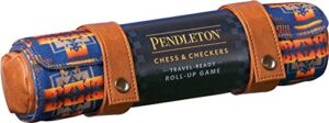 chronicle books pendleton chess & checkers set: travel-ready roll-up game (camping games, gift for outdoor enthusiasts), 1 ea