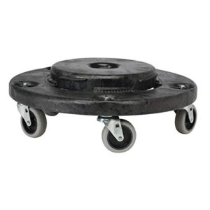 rubbermaid commercial products brute trash can dolly with wheels, black, transports 20, 32, 44 and 55g brute containers