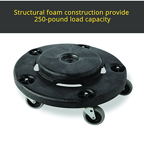 Rubbermaid Commercial Products Brute Trash Can Dolly with Wheels, Black, Transports 20, 32, 44 and 55G Brute Containers